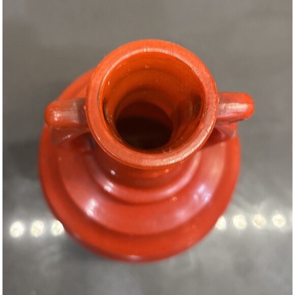 Pair Of Vintage Glass Jugs Urn Style Ribbed Globular Vases  Red 6” Tall - Picture 3 of 13